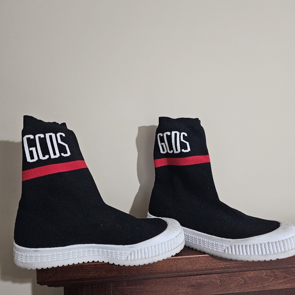 GCDS Black Sock Sneakers with Red Stripe